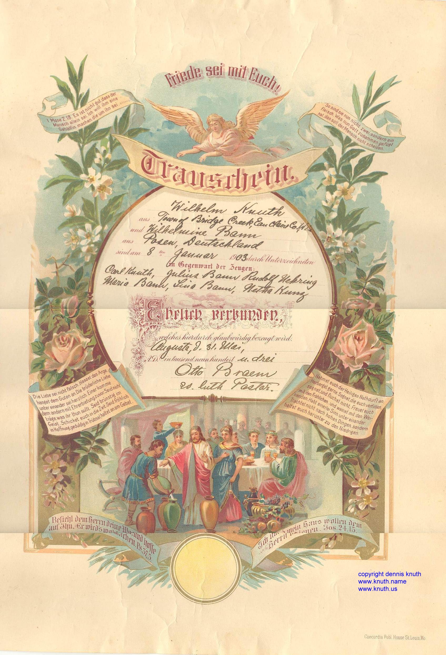 1903 German Wedding Certificate